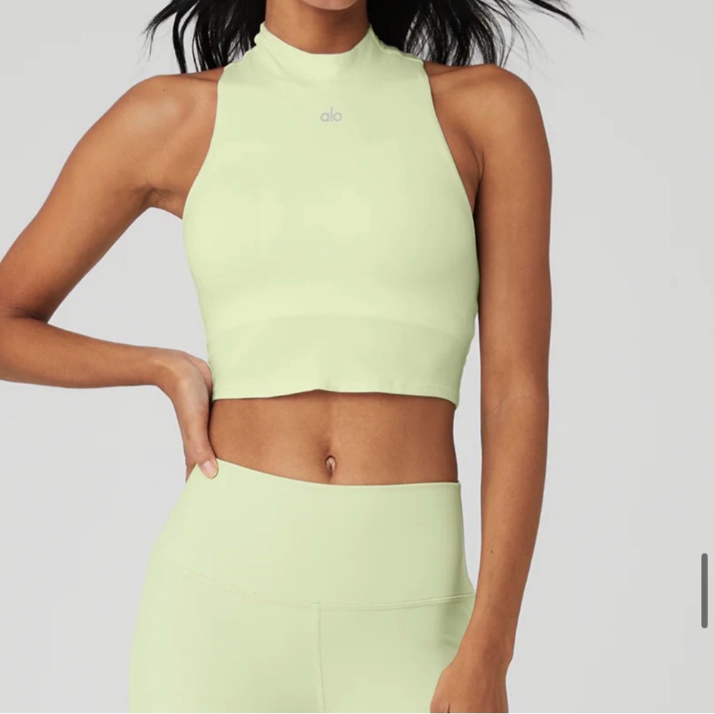 ALO YOGA That Shelf Bra Alosoft Tank in Iced Green Tea